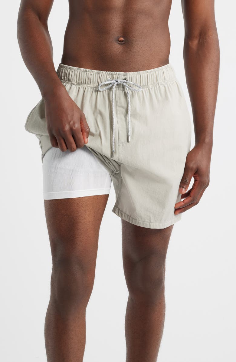 Vintage Summer Washed Volley Swim Trunks, Alternate, color, Tan