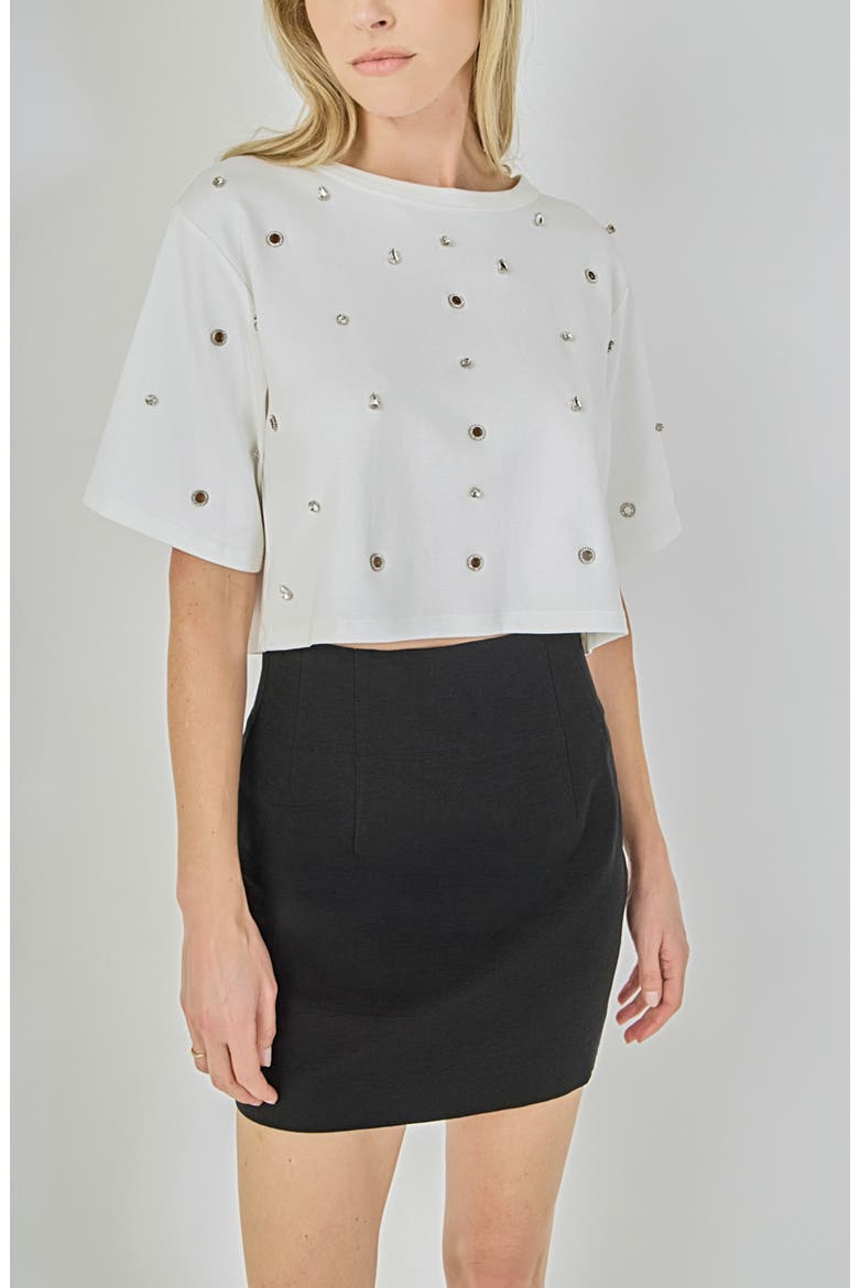 Rhinestone Crop T-Shirt, Alternate, color, WHITE