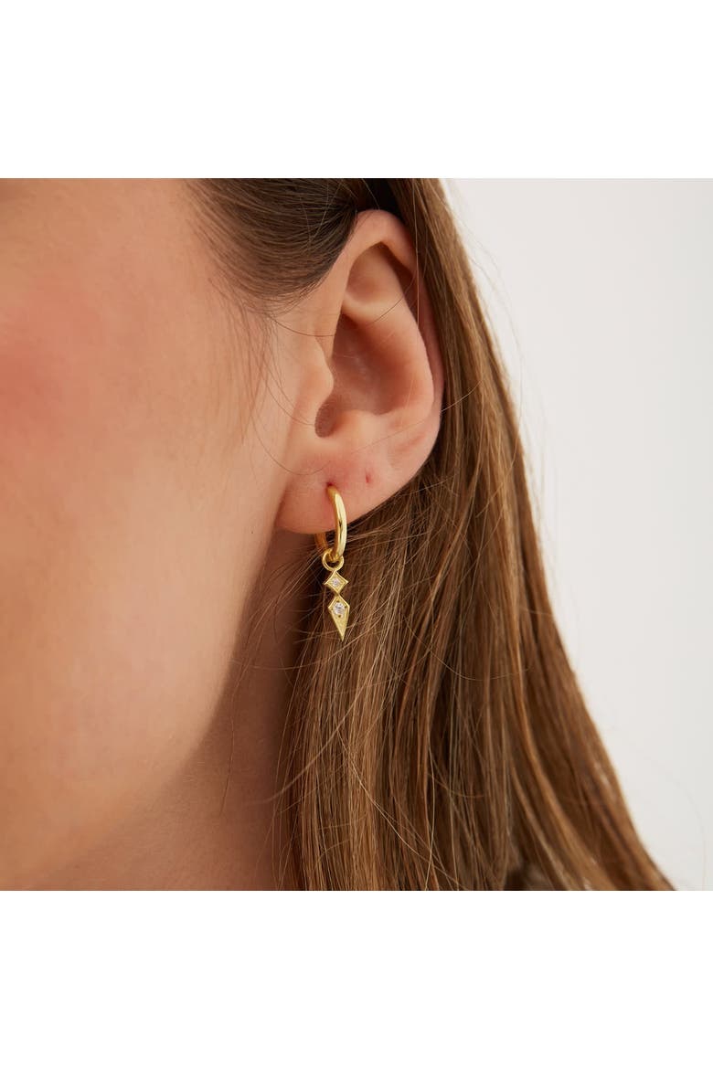 Sterling Silver Pave Spike Rhombus Drop Earrings, Alternate, color, Gold