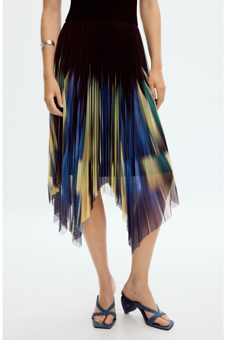 Pleated Handkerchief Hem Dress, Alternate, color, NAVY BLUE