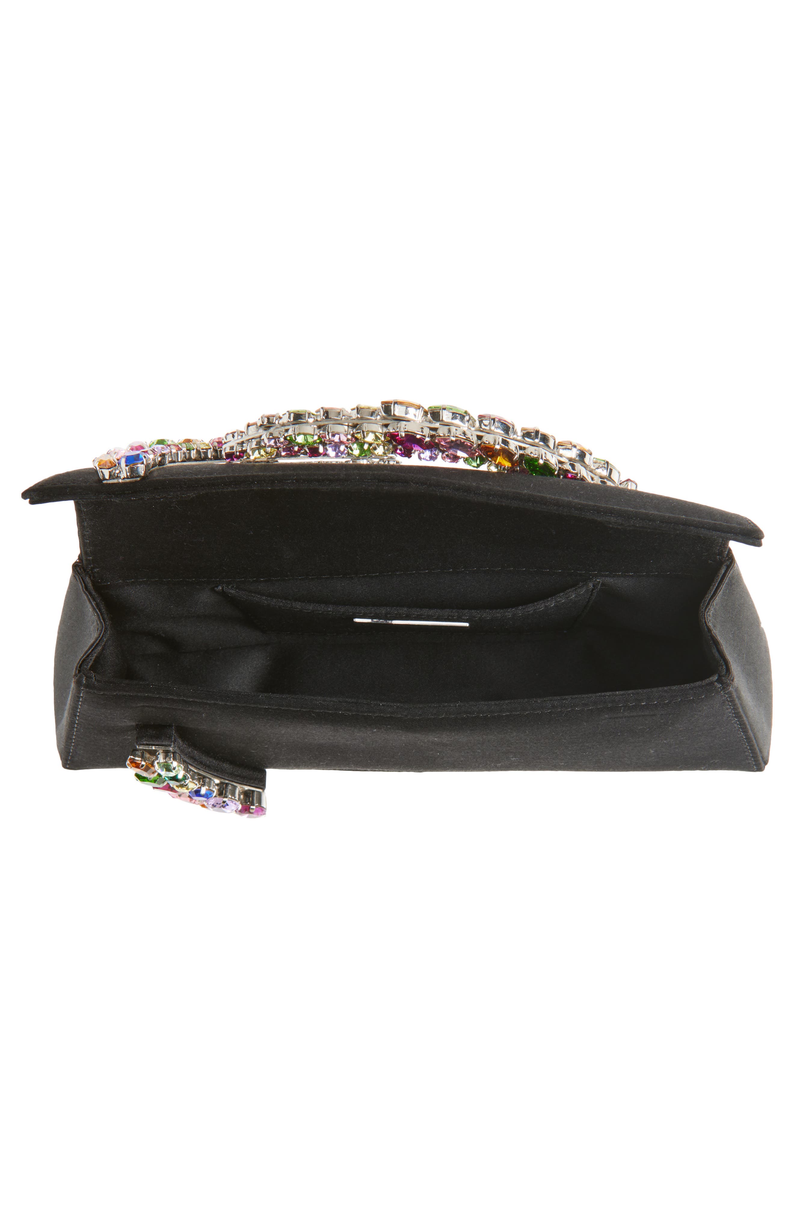 L’alingi Karma Crystal Handle Satin Clutch, Alternate, color, Black/Rainbow