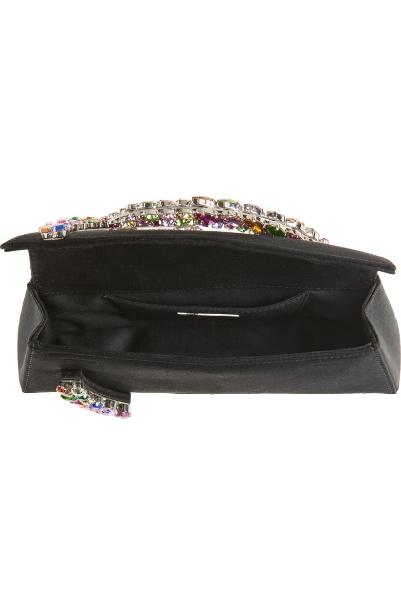 L’alingi Karma Crystal Handle Satin Clutch, Alternate, color, Black/Rainbow