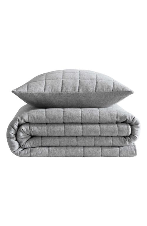 Calvin Klein Mélange Flannel Quilt In Silver Grey