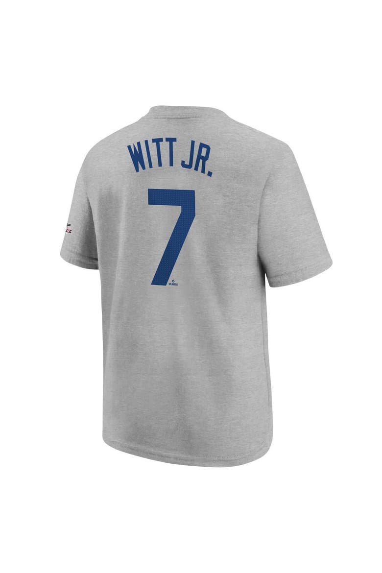 Youth Nike Bobby Witt Jr. Heather Gray Kansas City Royals 2025 MLB All-Star Edition Name & Number T-Shirt, Alternate, color, Heather Gray