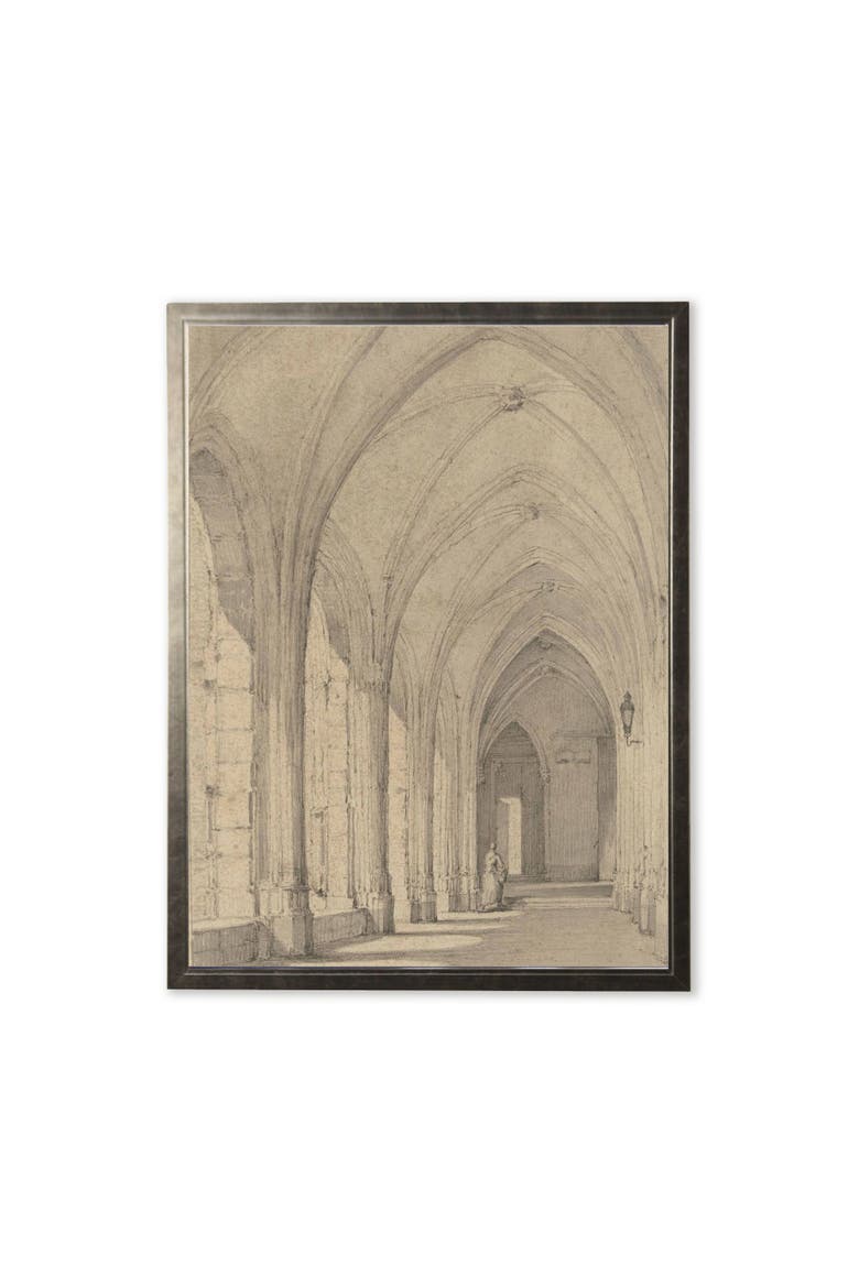 Church Hallway Painting Print in Silver Frame, Main, color, Multi
