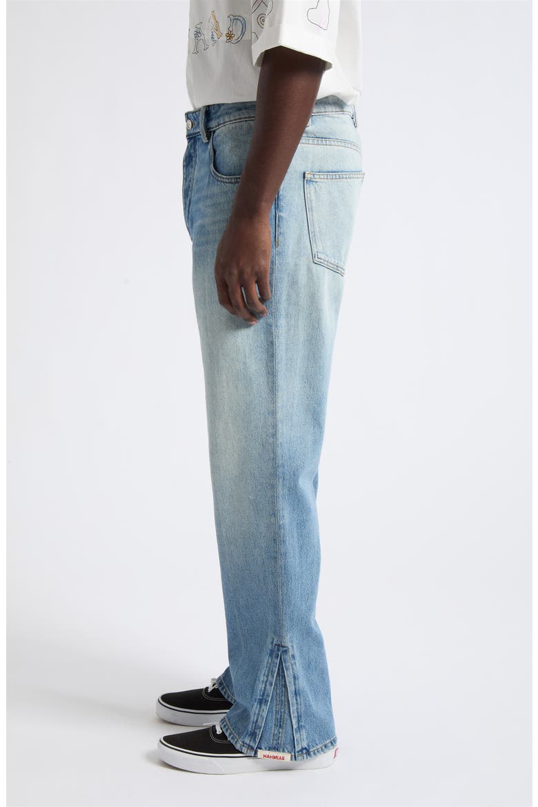 Split Cuff Straight Leg Jeans, Alternate, color, LIGHT INDIGO WASH DENIM