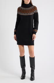 Julia Jordan Fair Isle Long Sleeve Sweater Dress