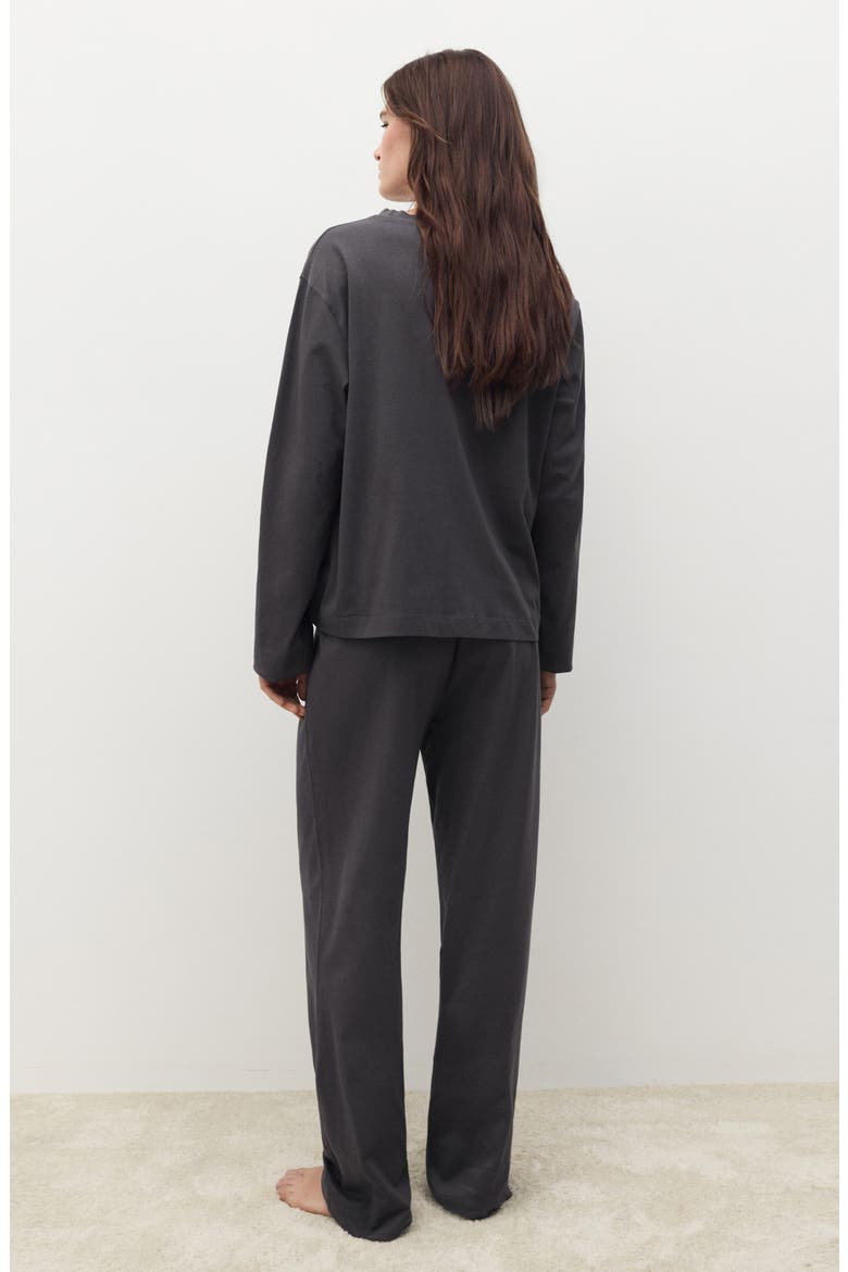 Plain Cotton Pajamas, Alternate, color, CHARCOAL