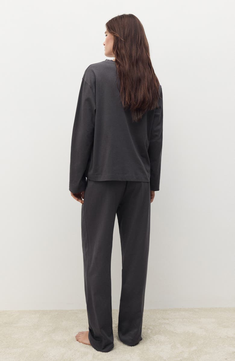 MANGO Plain Cotton Pajamas, Alternate, color, Charcoal