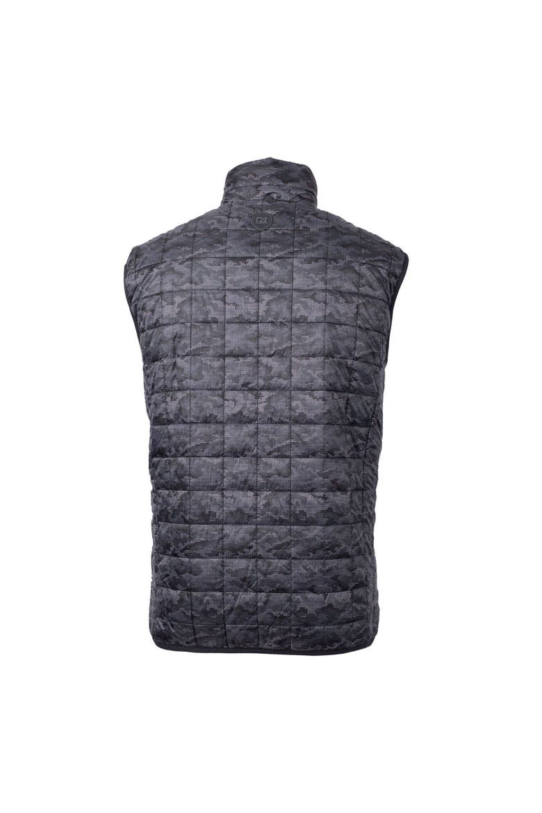 Men's Cutter & Buck Black Charlotte Knights Rainier PrimaLoft Eco Insulated Full-Zip Printed Puffer Vest, Alternate, color, Black