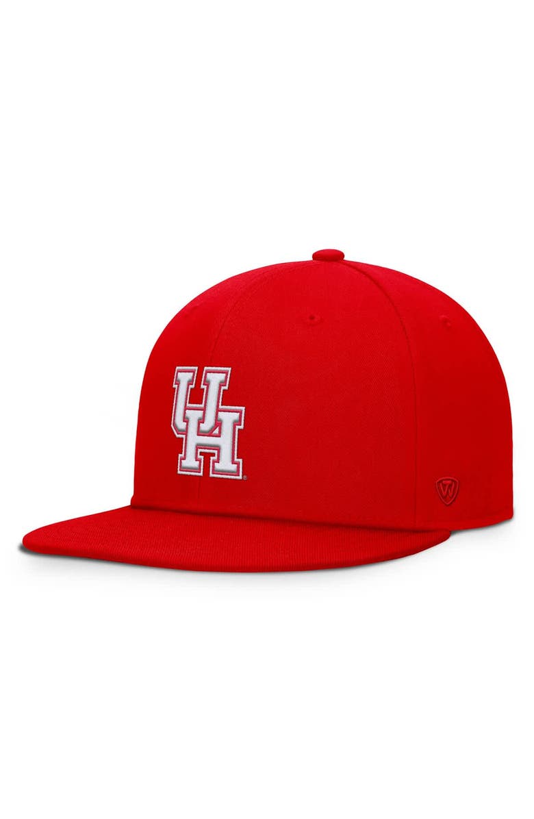 TOP OF THE WORLD Men's Top of the World Red Houston Cougars Fundamental Snapback Hat, Main, color,