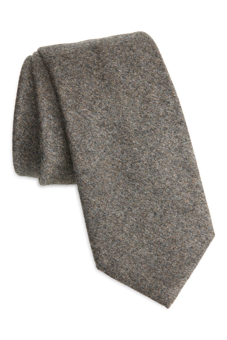 Double Face Wool Tie, Main, color, BROWN