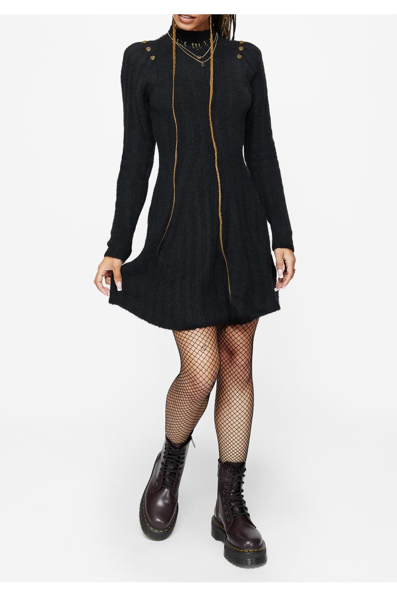 Dream Ribbed Skater Knit Dress, Alternate, color, Black