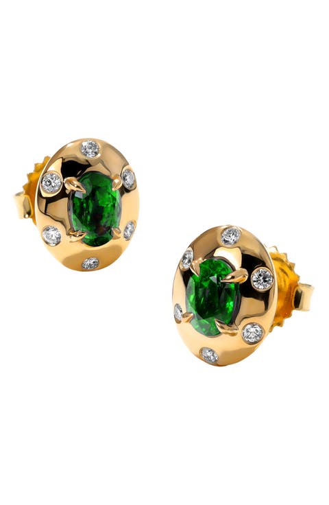 Aurum Oval Cut Emerald Stud Earrings