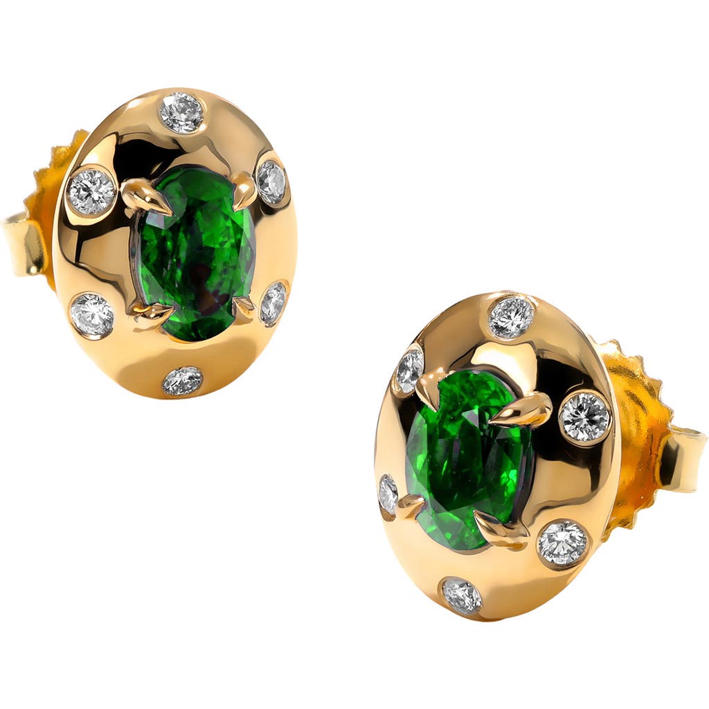 Mark Henry Aurum Oval Cut Emerald Stud Earrings In Gold