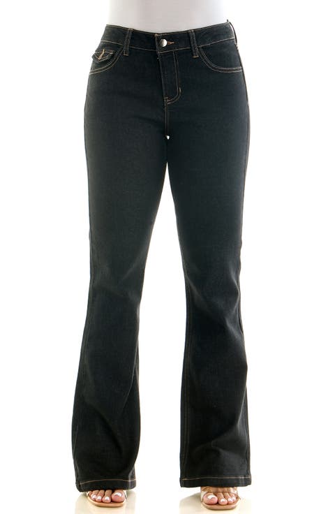 Mid Rise Stretch Wide Leg Jeans