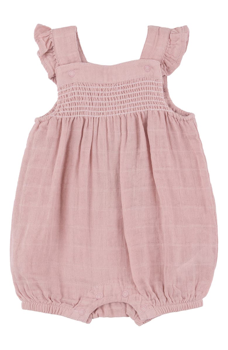 Angel Dear Smocked Ruffle Organic Cotton Short Romper, Main, color, 