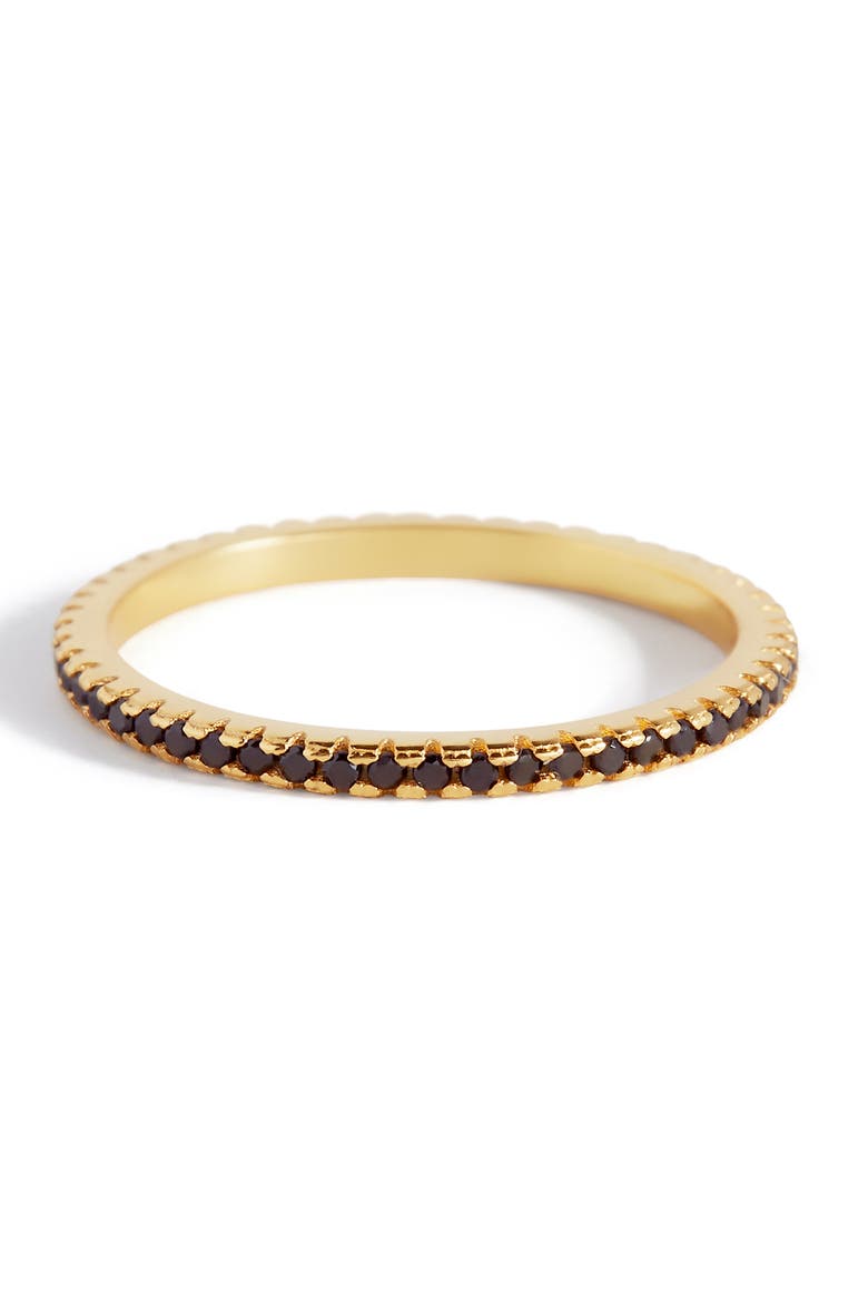 Black Cubic Zirconia Eternity Stacking Ring, Alternate, color, 18k Gold over Sterling Silver