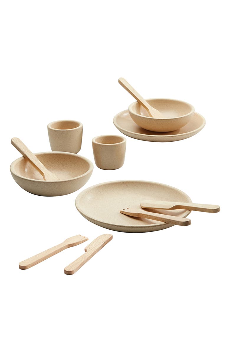 PlanToys<sup>®</sup> Wooden Tableware Playset, Alternate, color, Natural