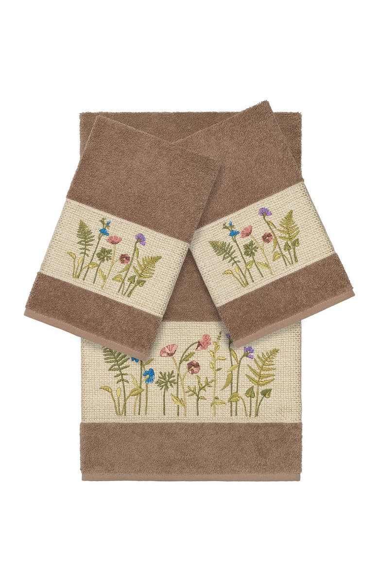 Linum Home Textiles Serenity 3-Piece Embellished Towel Set - Latte, Main, color, Latte