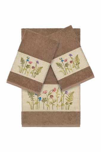 Linum Home Textiles Serenity 3-Piece Embellished Towel Set - Latte