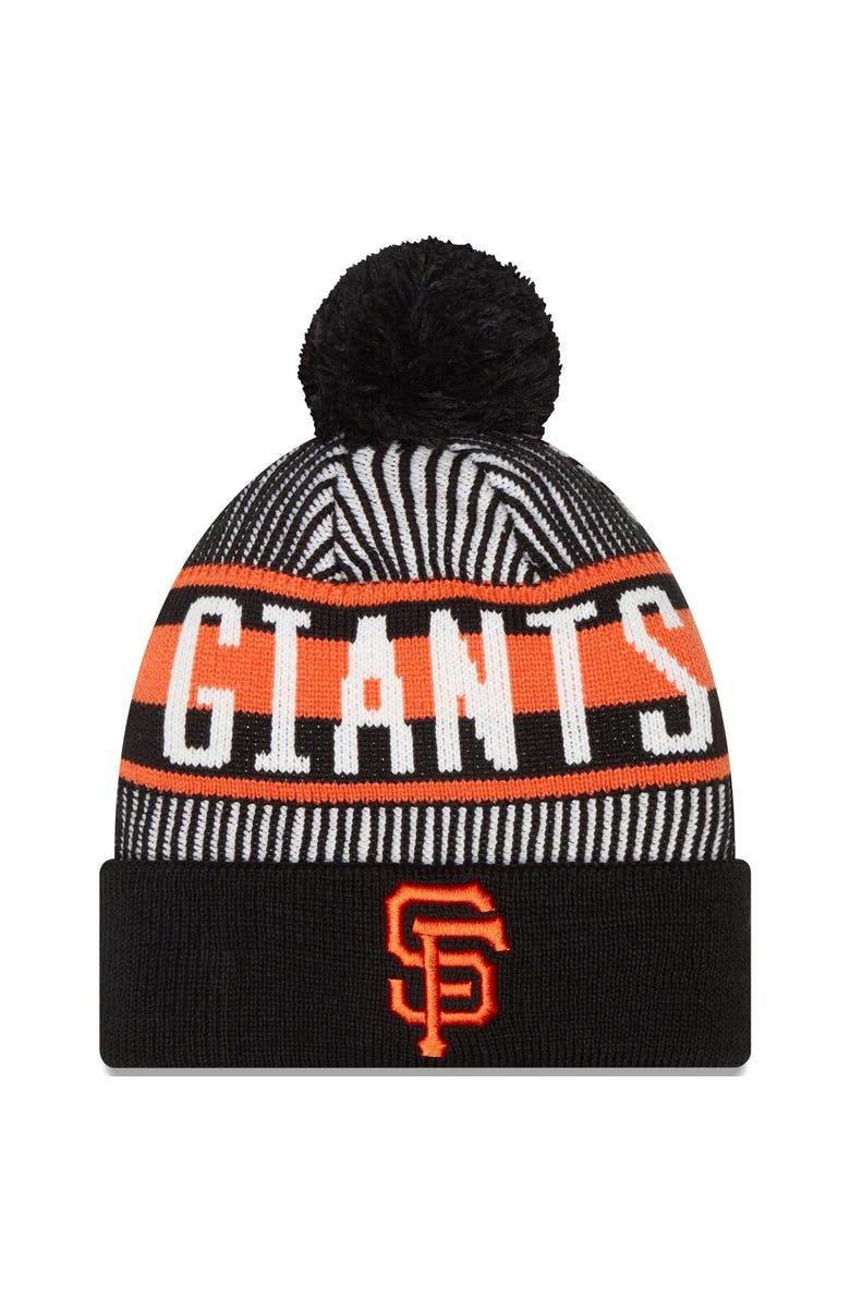 New Era Men's New Era Black San Francisco Giants Striped Cuffed Knit Hat with Pom, Main, color, Black