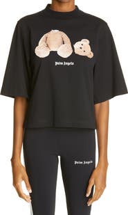 Palm Angels Bear Graphic Crop Cotton Tee
