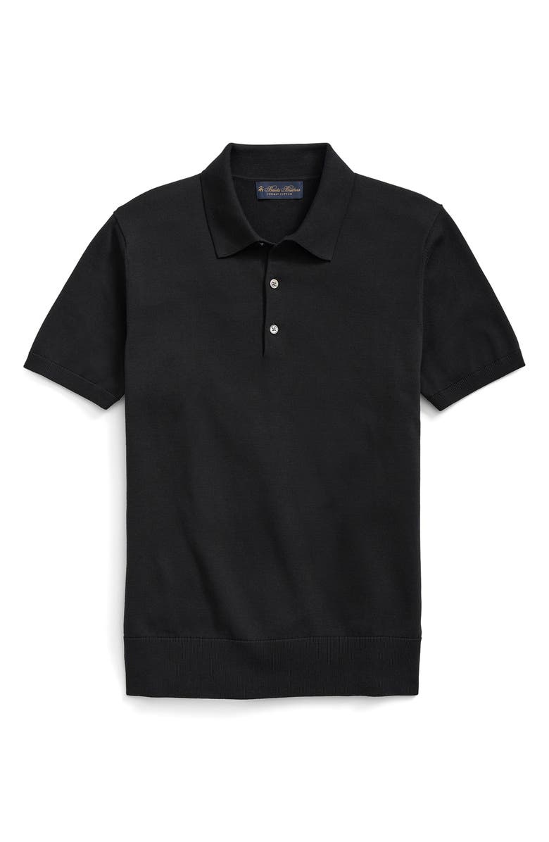 Brooks Brothers Supima<sup>®</sup> Cotton Polo Sweater, Main, color, Caviar