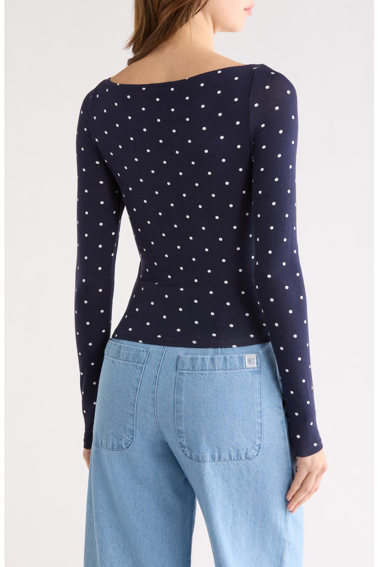 Shaina Polka Dot Long Sleeve Top, Alternate, color, WHITE/ NAVY