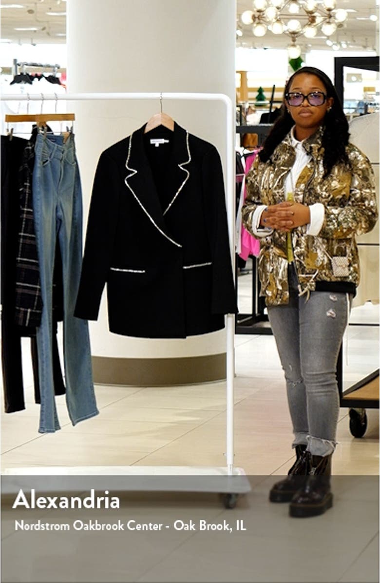 Crystal Embellished Double Breasted Scuba Blazer, sales video thumbnail