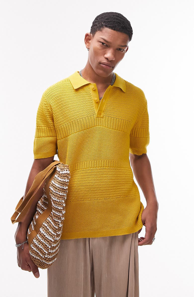 Topman Textured Knit Polo, Main, color,