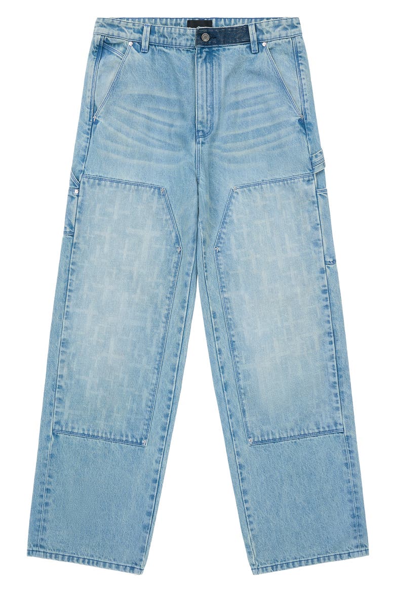 Santiago Relaxed Straight Leg Carpenter Jeans, Main, color, OCEAN MIST CROSS CUT