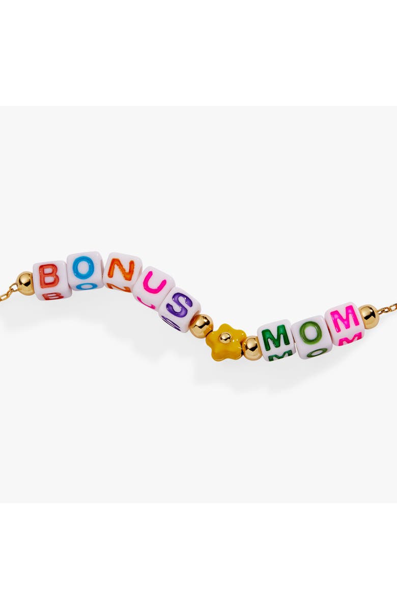 Alex and Ani 'Bonus Mom' Alphabet Bead Linear Bracelet, Alternate, color, Gold