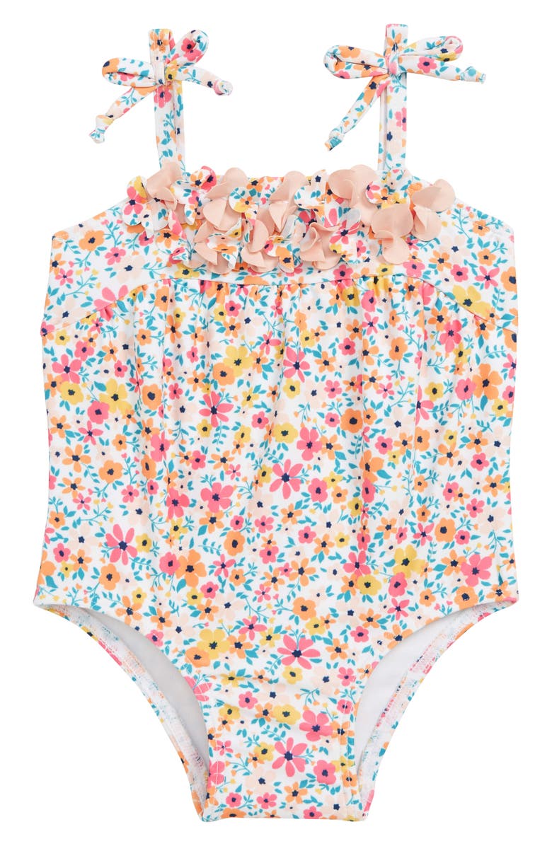 Tucker + Tate Flower Appliqué One-Piece Swimsuit, Main, color,