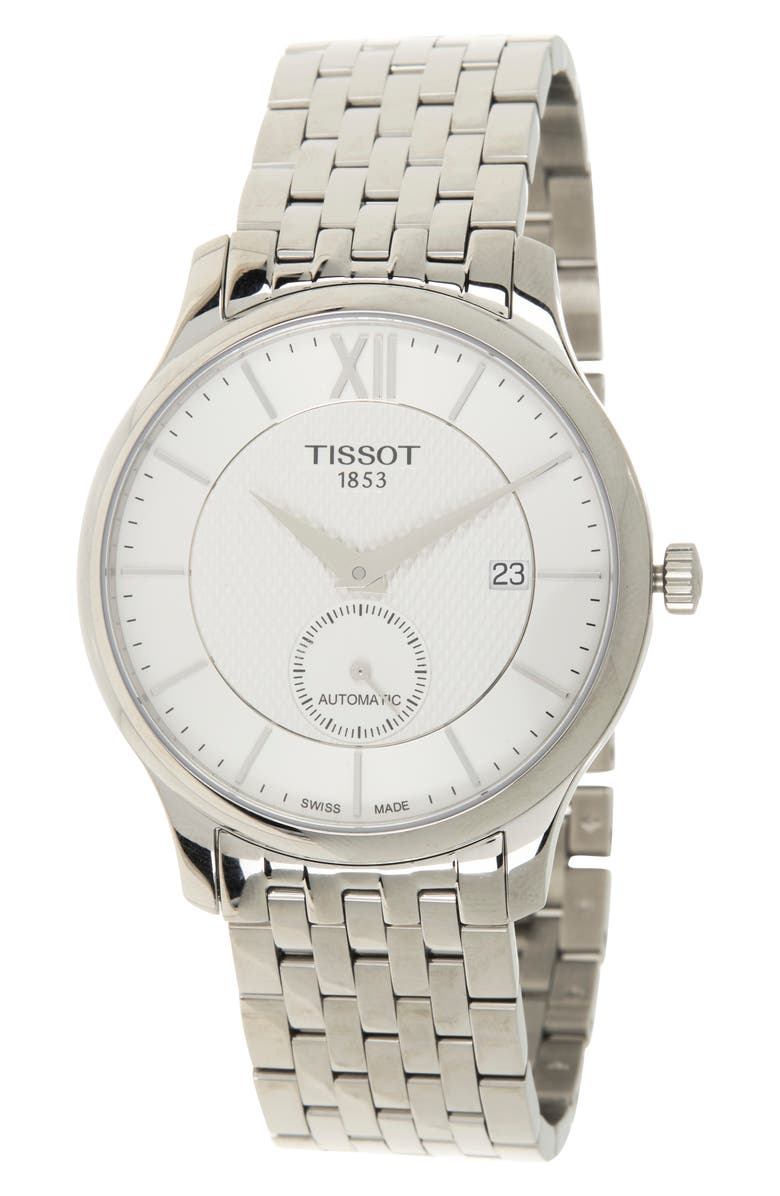 Tissot Tradition Automatic Small Second Bracelet Watch, 40mm, Main, color, Silver