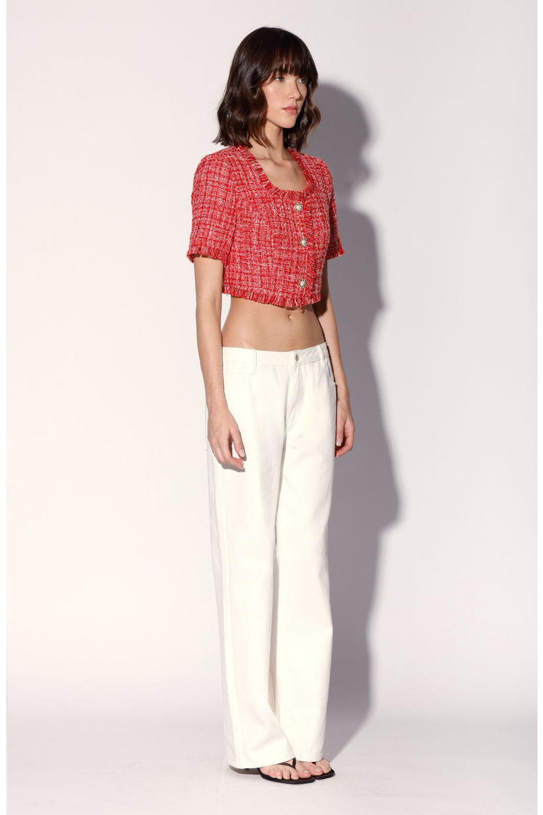 Rita Tweed Top, Alternate, color, Cherry Tweed