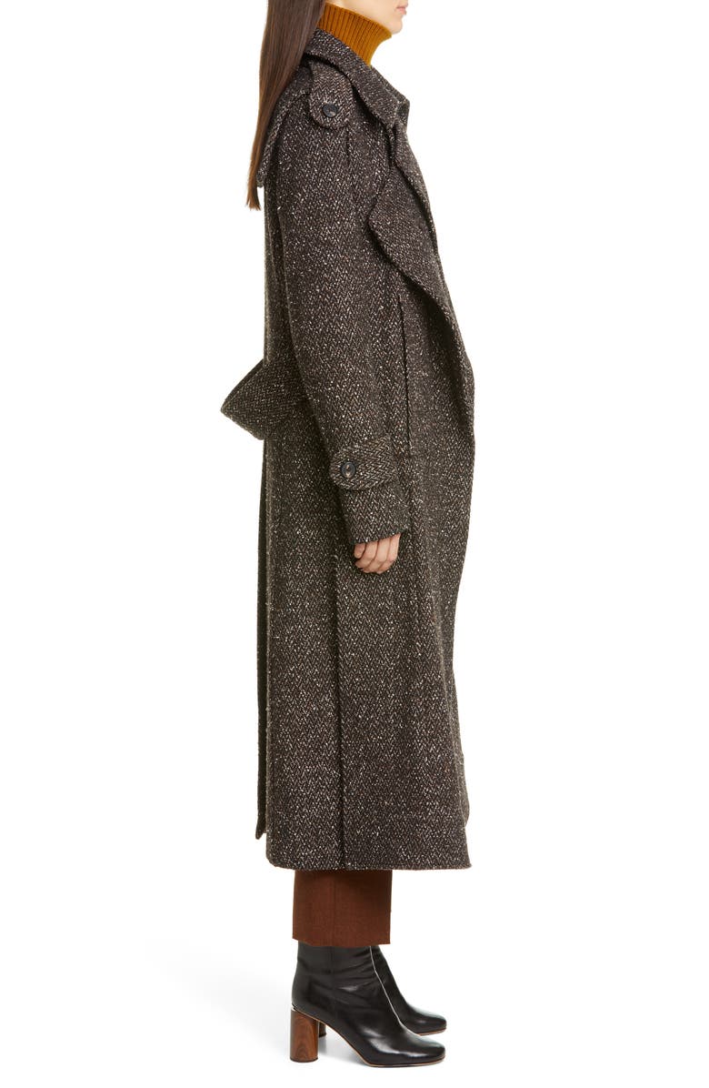 Victoria Beckham Layered Tweed Coat, Alternate, color, 