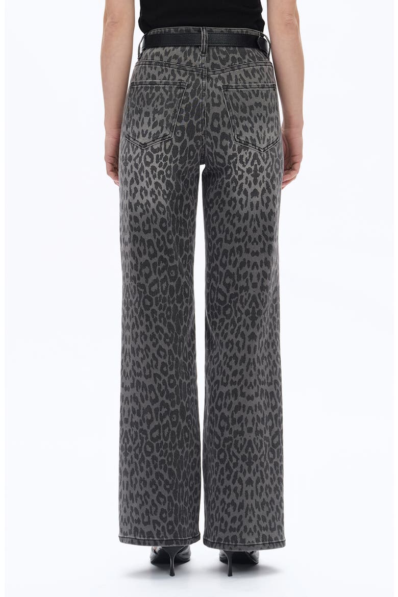 Leopard Print High Waist Wide Leg Jeans, Alternate, color, BLACK LEOPARD PRINT