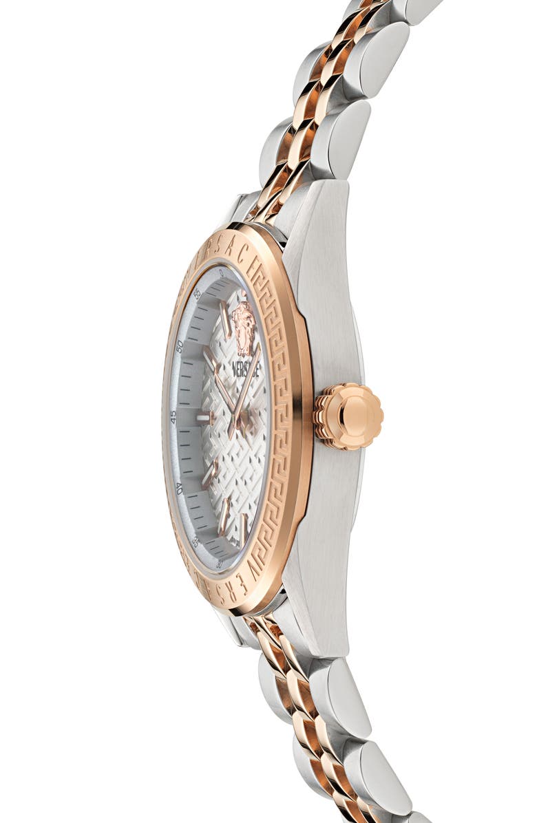 Versace V-Code Bracelet Watch, 36mm, Alternate, color, Silver/ Rose Gold