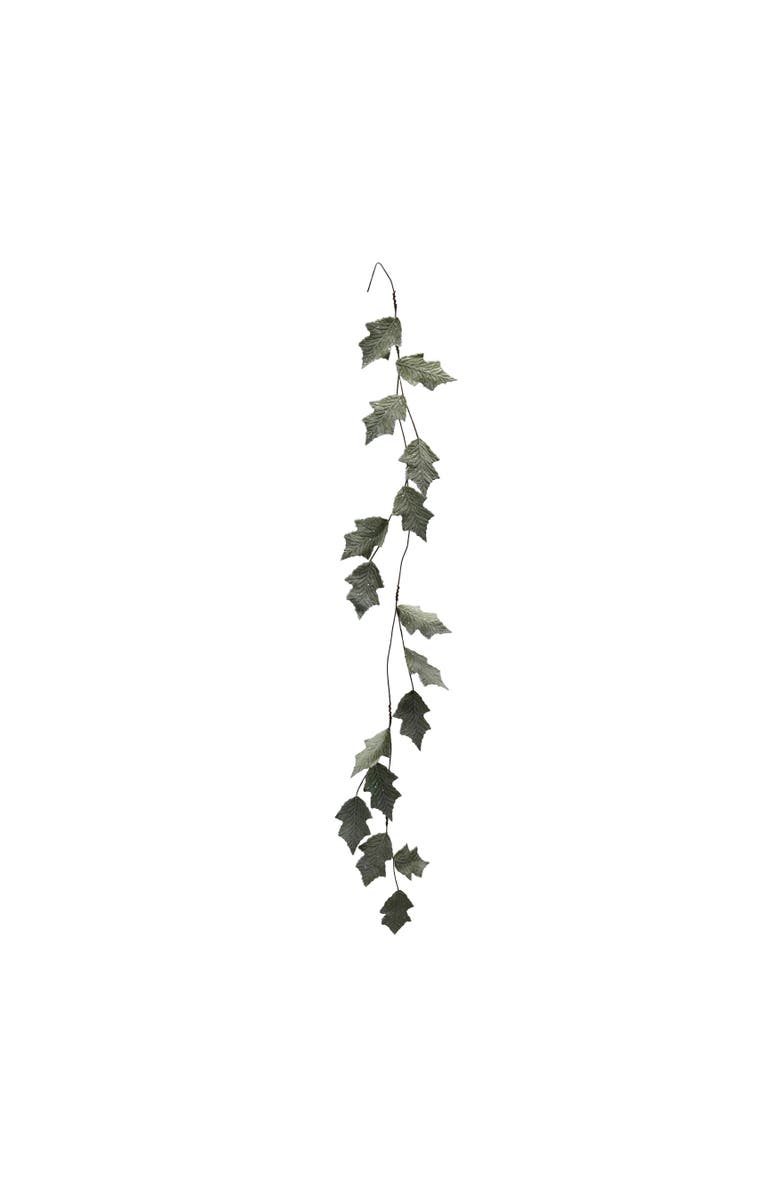Storied Home Faux Leaf Garland with Glitter in Ice Finish, Mint Color, Main, color, Mint