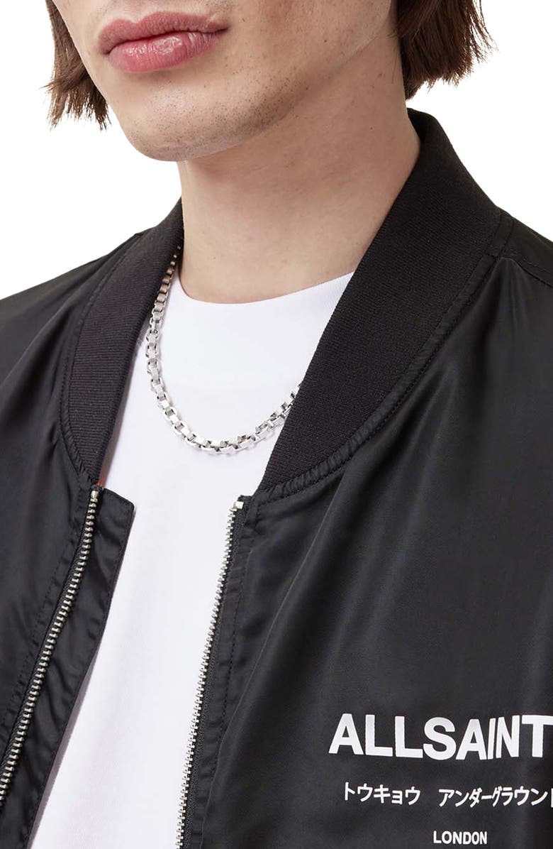 AllSaints Underground Bomber Jacket, Alternate, color, Black