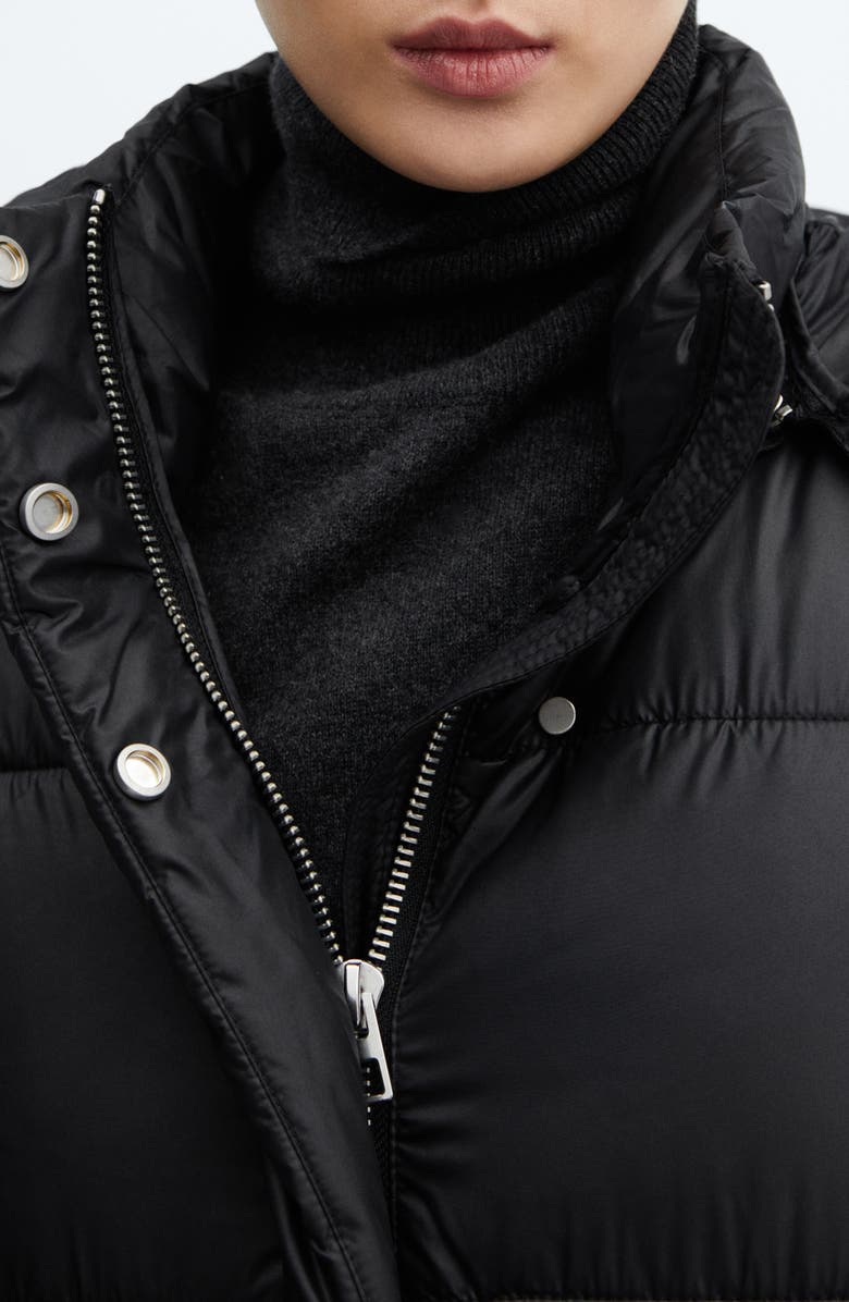 MANGO Water Repellent Channel Quilted Hooded Coat, Alternate, color, 