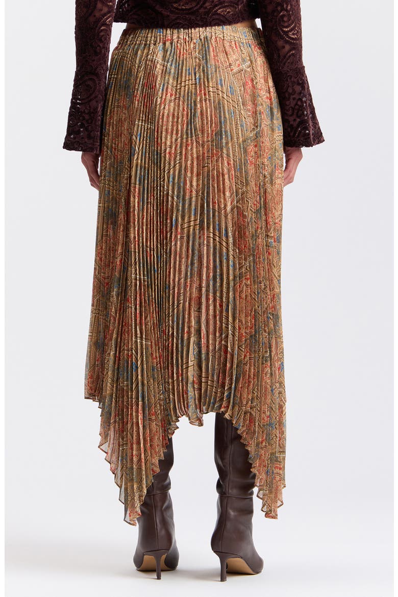 Pleated Handkerchief Hem Maxi Skirt, Alternate, color, NEUTRAL JEWEL SOUK
