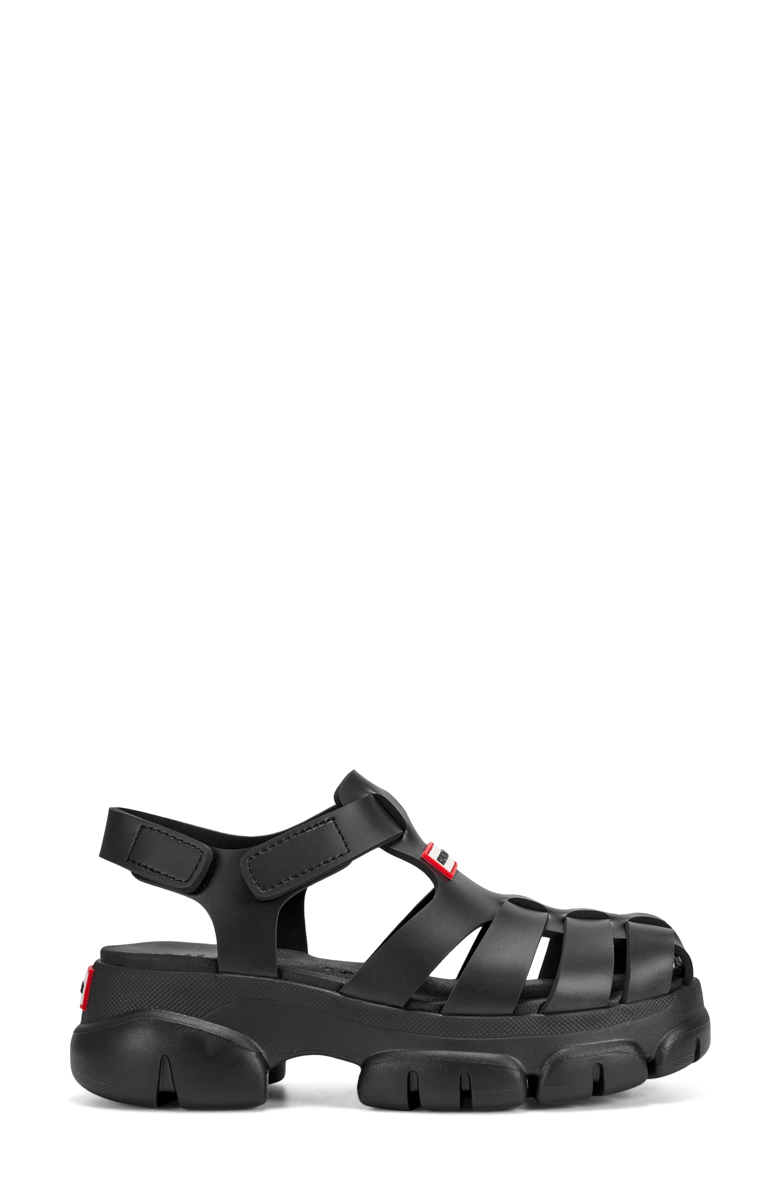 Hunter Belah Lug Sole Fisherman Sandal, Alternate, color, Black