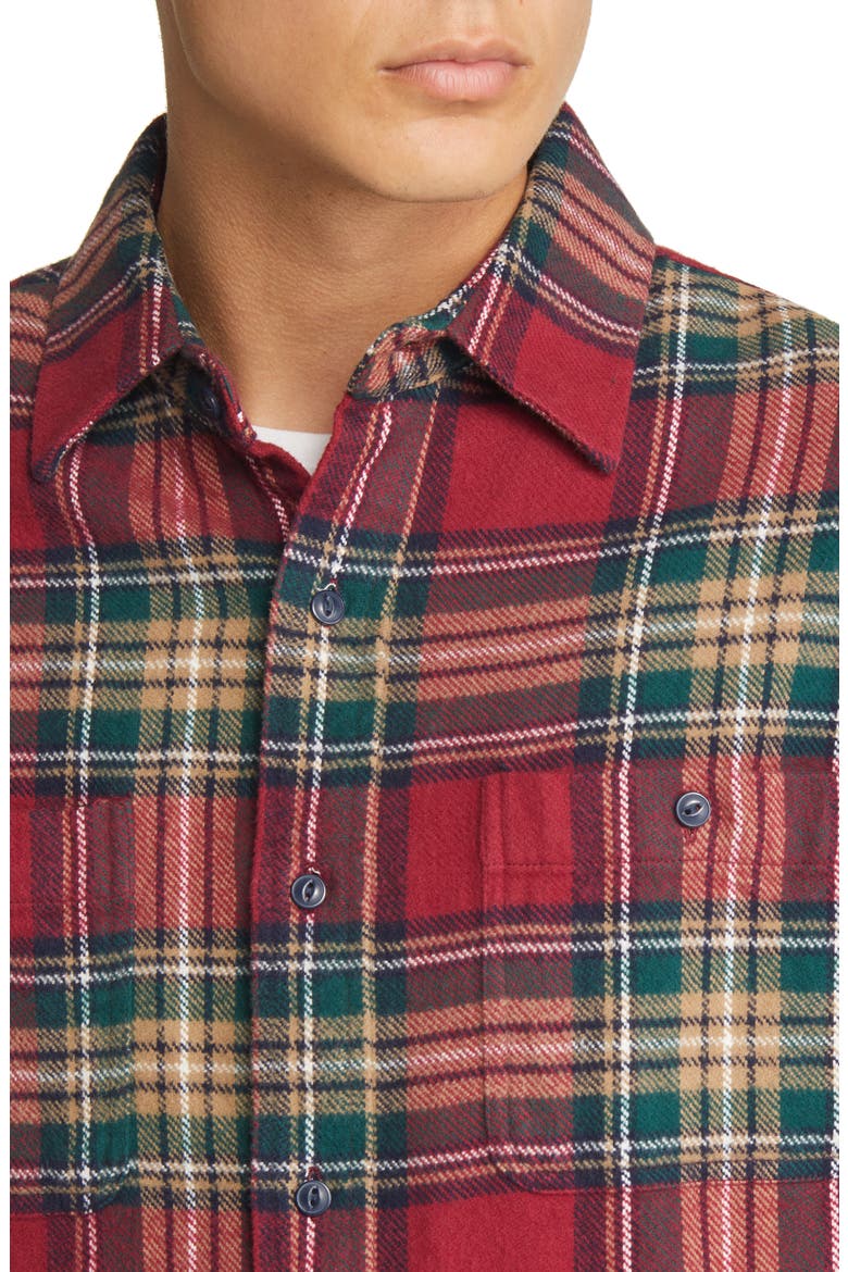 Two-Pocket Long Sleeve Flannel Button-Up Shirt, Alternate, color, BERRY