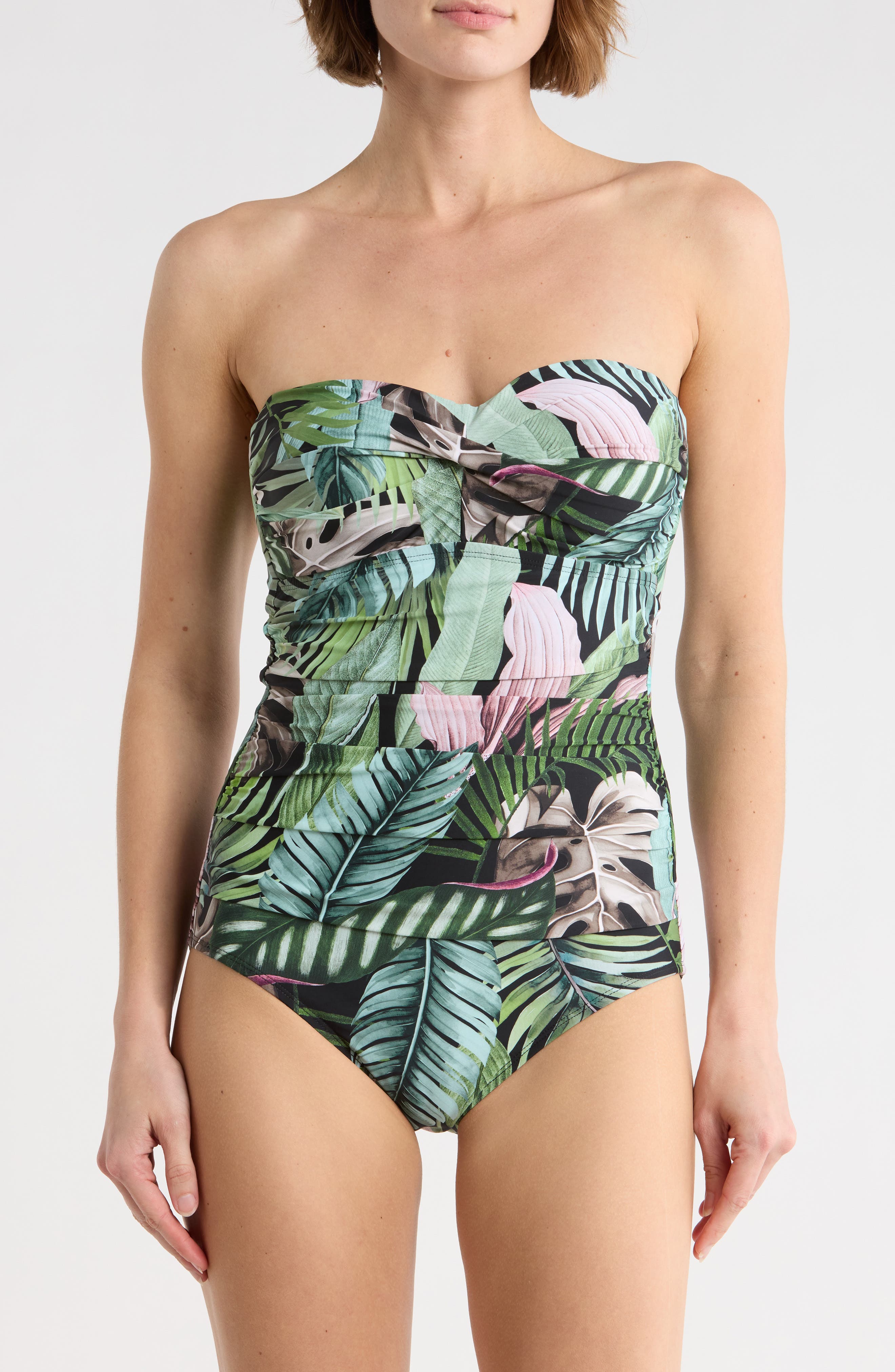 JANTZEN Flora Bandeau One-Piece Swimsuit