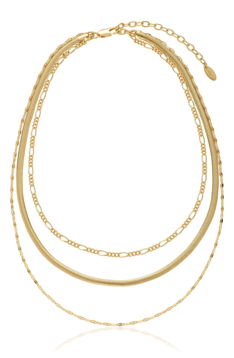 Ettika Layered Mixed Chain Necklace, Alternate, color, Gold