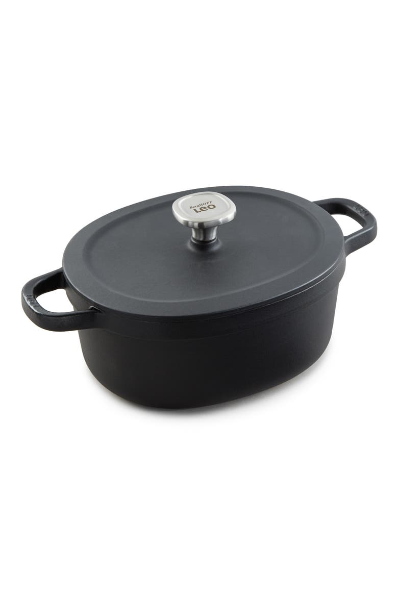 Leo Graphite Enameled Cast Iron Stockpot, Main, color, BLACK