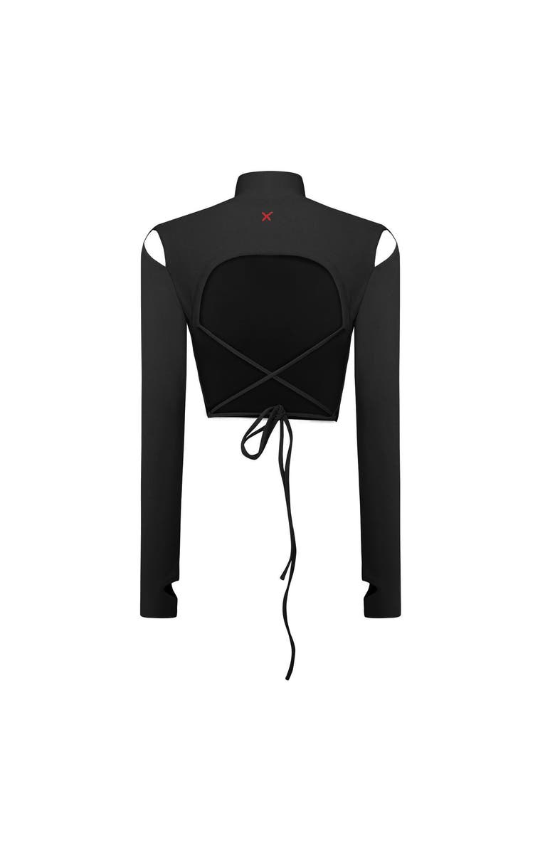 PCFG Cotton Long Sleeve Crop Top, Alternate, color, Black