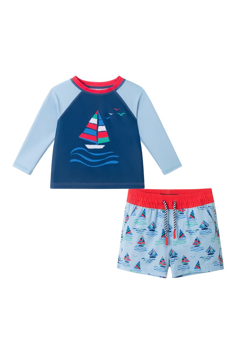 Long Sleeve Rashguard & Shorts Set, Main, color, NAVY
